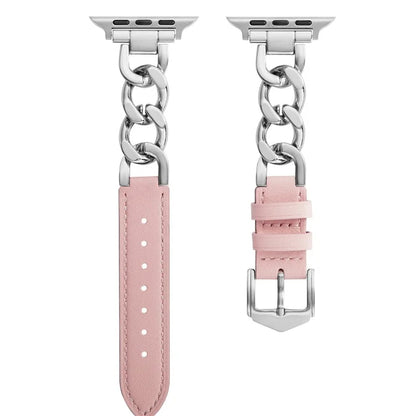 Watch Strap for Apple Watch Series 10 42mm / 9 8 7 41mm / SE (2023) SE (2022) SE 6 5 4 40mm / 3 2 1 38mm Zinc Alloy+Cowhide Wrist Band