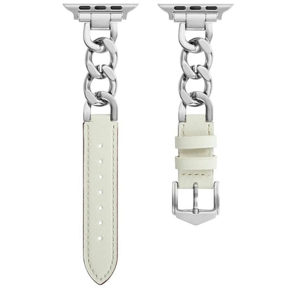 Watch Strap for Apple Watch Series 10 42mm / 9 8 7 41mm / SE (2023) SE (2022) SE 6 5 4 40mm / 3 2 1 38mm Zinc Alloy+Cowhide Wrist Band