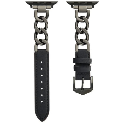 Watch Strap for Apple Watch Series 10 42mm / 9 8 7 41mm / SE (2023) SE (2022) SE 6 5 4 40mm / 3 2 1 38mm Zinc Alloy+Cowhide Wrist Band