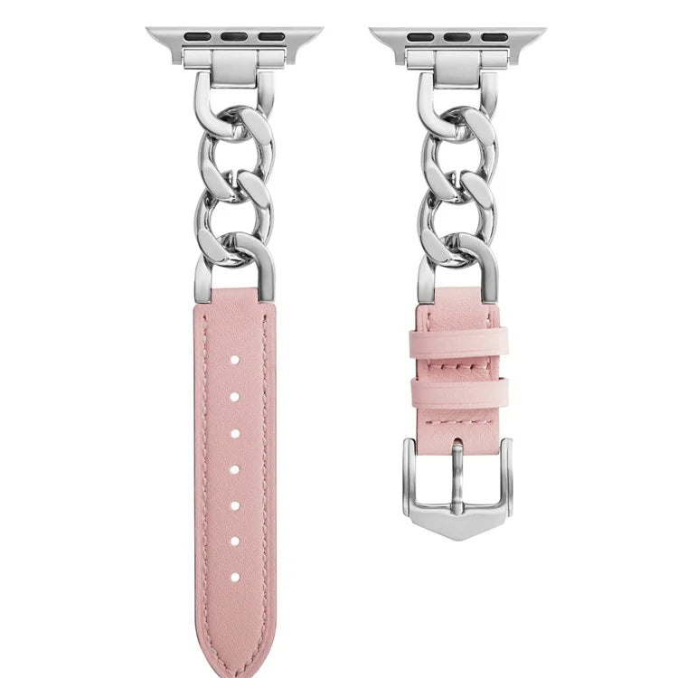 For Apple Watch 10 46mm / Ultra 2 / Ultra 49mm / 9 8 7 45mm / SE (2023) SE (2022) SE 6 5 4 44mm / 3 2 1 42mm Zinc Alloy+Cowhide Watch Strap