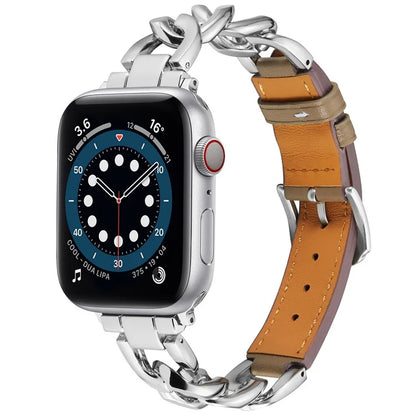 For Apple Watch 10 46mm / Ultra 2 / Ultra 49mm / 9 8 7 45mm / SE (2023) SE (2022) SE 6 5 4 44mm / 3 2 1 42mm Zinc Alloy+Cowhide Watch Strap