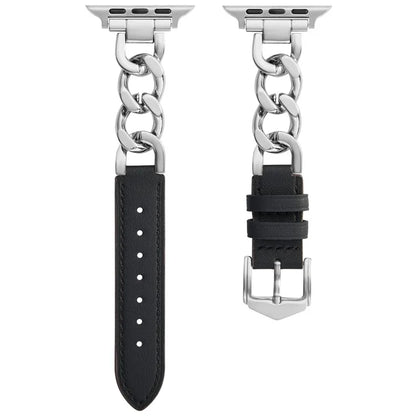 For Apple Watch 10 46mm / Ultra 2 / Ultra 49mm / 9 8 7 45mm / SE (2023) SE (2022) SE 6 5 4 44mm / 3 2 1 42mm Zinc Alloy+Cowhide Watch Strap