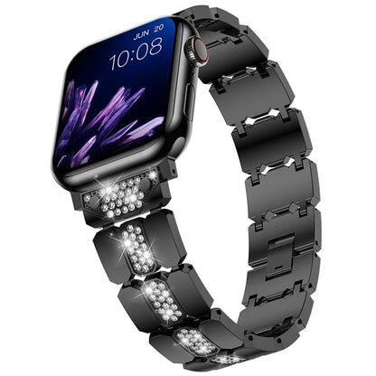 For Apple Watch Series 10 42mm / 9 8 7 41mm / SE (2023) SE (2022) SE 6 5 4 40mm / 3 2 1 38mm Stylish Rhinestones Decor Zinc Alloy Watch Band