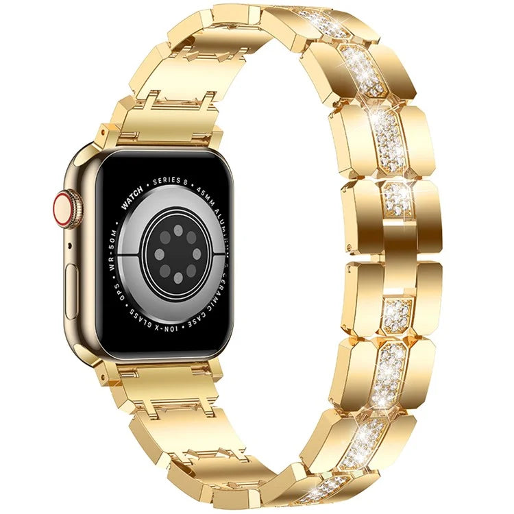 For Apple Watch Series 10 42mm / 9 8 7 41mm / SE (2023) SE (2022) SE 6 5 4 40mm / 3 2 1 38mm Stylish Rhinestones Decor Zinc Alloy Watch Band