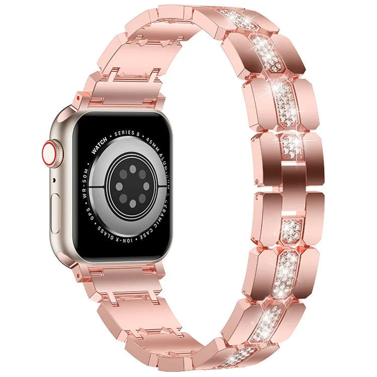 For Apple Watch Series 10 42mm / 9 8 7 41mm / SE (2023) SE (2022) SE 6 5 4 40mm / 3 2 1 38mm Stylish Rhinestones Decor Zinc Alloy Watch Band