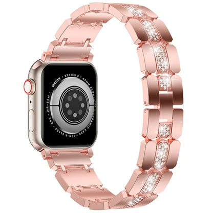 For Apple Watch Series 10 42mm / 9 8 7 41mm / SE (2023) SE (2022) SE 6 5 4 40mm / 3 2 1 38mm Stylish Rhinestones Decor Zinc Alloy Watch Band