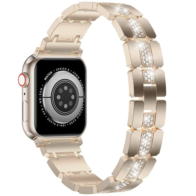 Zinc Alloy Band for Apple Watch 10 46mm / Ultra 2 / Ultra 49mm / 9 8 7 45mm / SE (2023) SE (2022) SE 6 5 4 44mm / 3 2 1 42mm Rhinestones Decor Strap