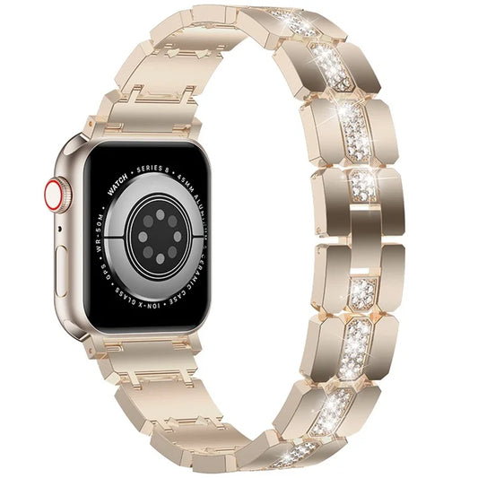 Zinc Alloy Band for Apple Watch 10 46mm / Ultra 2 / Ultra 49mm / 9 8 7 45mm / SE (2023) SE (2022) SE 6 5 4 44mm / 3 2 1 42mm Rhinestones Decor Strap