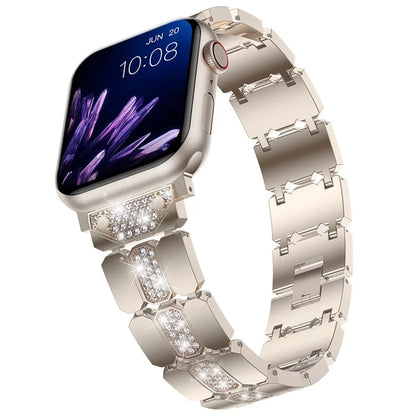 Zinc Alloy Band for Apple Watch 10 46mm / Ultra 2 / Ultra 49mm / 9 8 7 45mm / SE (2023) SE (2022) SE 6 5 4 44mm / 3 2 1 42mm Rhinestones Decor Strap