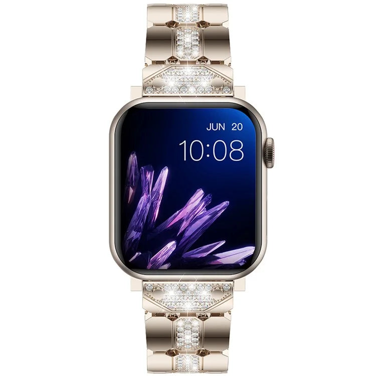 Zinc Alloy Band for Apple Watch 10 46mm / Ultra 2 / Ultra 49mm / 9 8 7 45mm / SE (2023) SE (2022) SE 6 5 4 44mm / 3 2 1 42mm Rhinestones Decor Strap