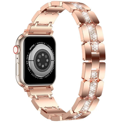 Zinc Alloy Band for Apple Watch 10 46mm / Ultra 2 / Ultra 49mm / 9 8 7 45mm / SE (2023) SE (2022) SE 6 5 4 44mm / 3 2 1 42mm Rhinestones Decor Strap