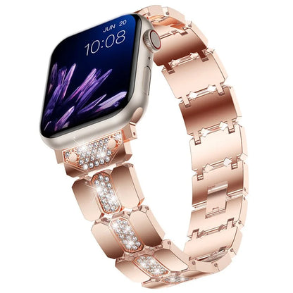 Zinc Alloy Band for Apple Watch 10 46mm / Ultra 2 / Ultra 49mm / 9 8 7 45mm / SE (2023) SE (2022) SE 6 5 4 44mm / 3 2 1 42mm Rhinestones Decor Strap