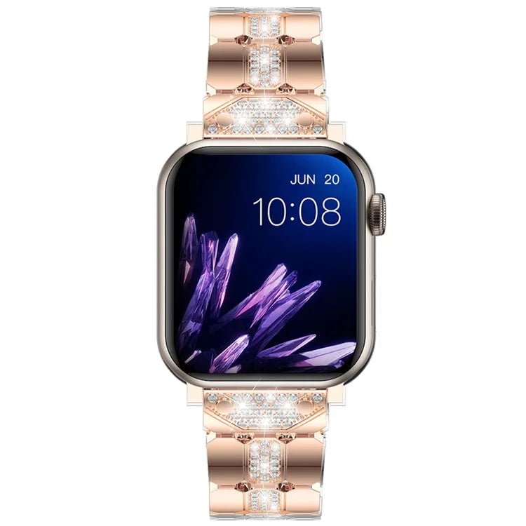 Zinc Alloy Band for Apple Watch 10 46mm / Ultra 2 / Ultra 49mm / 9 8 7 45mm / SE (2023) SE (2022) SE 6 5 4 44mm / 3 2 1 42mm Rhinestones Decor Strap