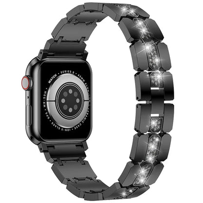 Zinc Alloy Band for Apple Watch 10 46mm / Ultra 2 / Ultra 49mm / 9 8 7 45mm / SE (2023) SE (2022) SE 6 5 4 44mm / 3 2 1 42mm Rhinestones Decor Strap