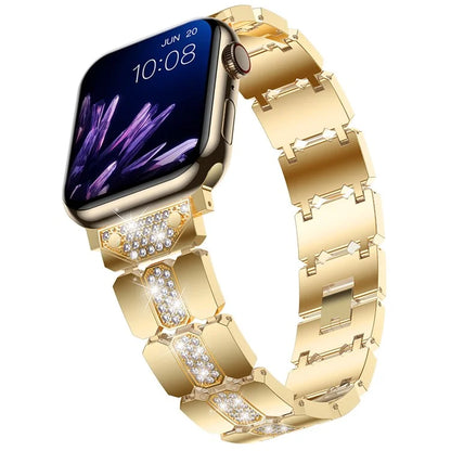 Zinc Alloy Band for Apple Watch 10 46mm / Ultra 2 / Ultra 49mm / 9 8 7 45mm / SE (2023) SE (2022) SE 6 5 4 44mm / 3 2 1 42mm Rhinestones Decor Strap