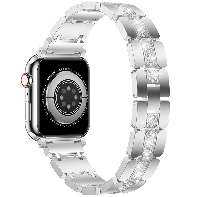 Zinc Alloy Band for Apple Watch 10 46mm / Ultra 2 / Ultra 49mm / 9 8 7 45mm / SE (2023) SE (2022) SE 6 5 4 44mm / 3 2 1 42mm Rhinestones Decor Strap