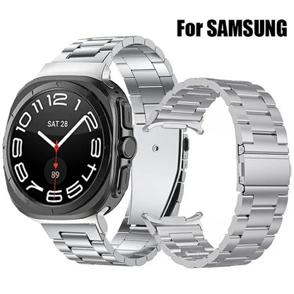 For Samsung Galaxy Watch Ultra 47mm 3-Bead Titanium Alloy Strap Replacement Watch Band