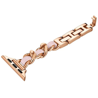 For Apple Watch 10 46mm / Ultra 2 / Ultra 49mm / 9 8 7 45mm / SE (2023) SE (2022) SE 6 5 4 44mm / 3 2 1 42mm Zinc Alloy+Leather Watch Strap