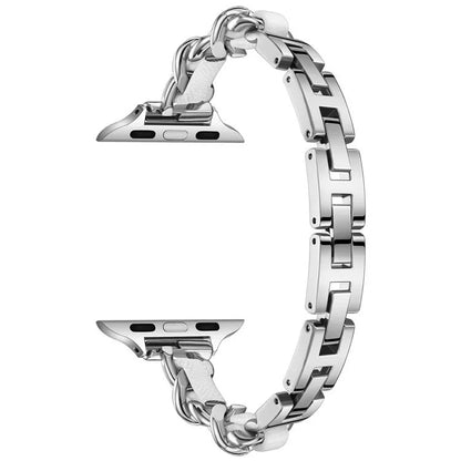 For Apple Watch 10 46mm / Ultra 2 / Ultra 49mm / 9 8 7 45mm / SE (2023) SE (2022) SE 6 5 4 44mm / 3 2 1 42mm Zinc Alloy+Leather Watch Strap
