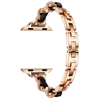 For Apple Watch 10 46mm / Ultra 2 / Ultra 49mm / 9 8 7 45mm / SE (2023) SE (2022) SE 6 5 4 44mm / 3 2 1 42mm Zinc Alloy+Leather Watch Strap