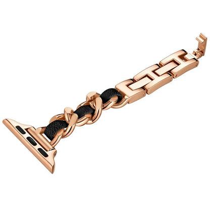 For Apple Watch 10 46mm / Ultra 2 / Ultra 49mm / 9 8 7 45mm / SE (2023) SE (2022) SE 6 5 4 44mm / 3 2 1 42mm Zinc Alloy+Leather Watch Strap