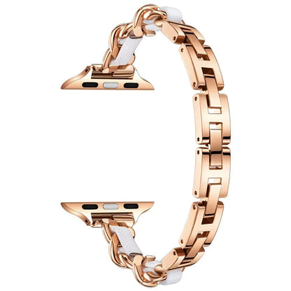 For Apple Watch 10 46mm / Ultra 2 / Ultra 49mm / 9 8 7 45mm / SE (2023) SE (2022) SE 6 5 4 44mm / 3 2 1 42mm Zinc Alloy+Leather Watch Strap