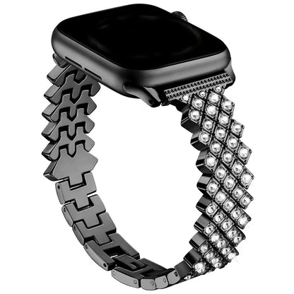 For Apple Watch Series 10 42mm / 9 8 7 41mm / SE (2023) SE (2022) SE 6 5 4 40mm / 3 2 1 38mm Watch Strap Rhinestone Decor Zinc Alloy Band