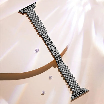 For Apple Watch Series 10 42mm / 9 8 7 41mm / SE (2023) SE (2022) SE 6 5 4 40mm / 3 2 1 38mm Watch Strap Rhinestone Decor Zinc Alloy Band