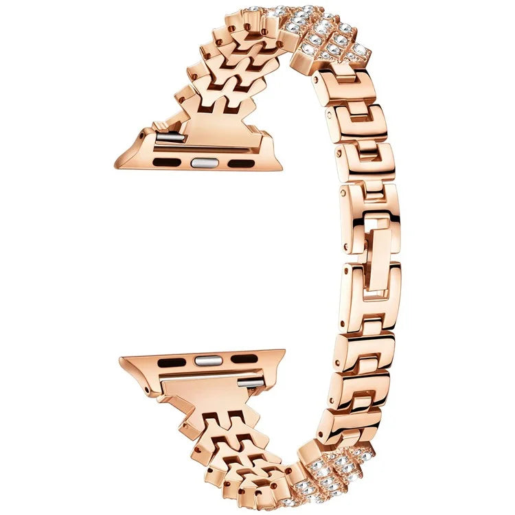 For Apple Watch Series 10 42mm / 9 8 7 41mm / SE (2023) SE (2022) SE 6 5 4 40mm / 3 2 1 38mm Watch Strap Rhinestone Decor Zinc Alloy Band