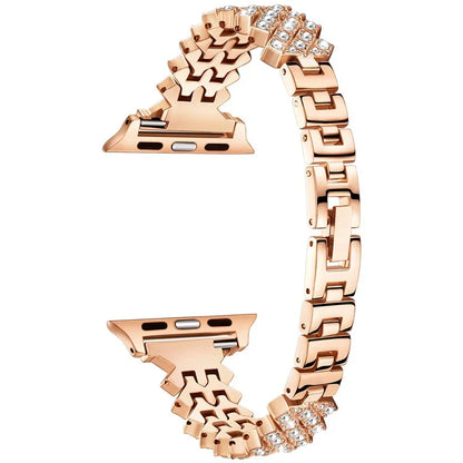 For Apple Watch Series 10 42mm / 9 8 7 41mm / SE (2023) SE (2022) SE 6 5 4 40mm / 3 2 1 38mm Watch Strap Rhinestone Decor Zinc Alloy Band
