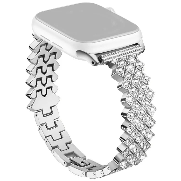 For Apple Watch Series 10 42mm / 9 8 7 41mm / SE (2023) SE (2022) SE 6 5 4 40mm / 3 2 1 38mm Watch Strap Rhinestone Decor Zinc Alloy Band