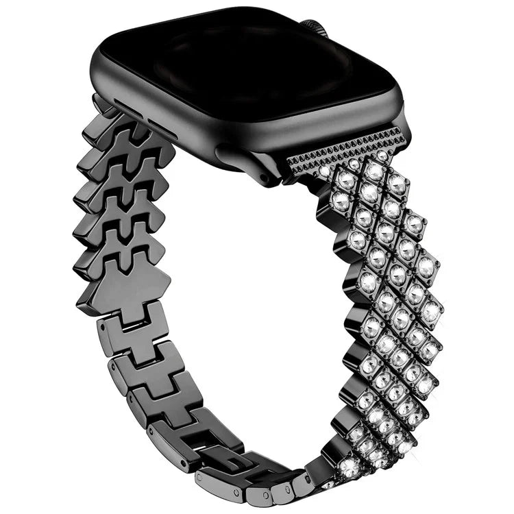 For Apple Watch 10 46mm / Ultra 2 / Ultra 49mm / 9 8 7 45mm / SE (2023) SE (2022) SE 6 5 4 44mm / 3 2 1 42mm Rhinestones Decor Zinc Alloy Wrist Strap