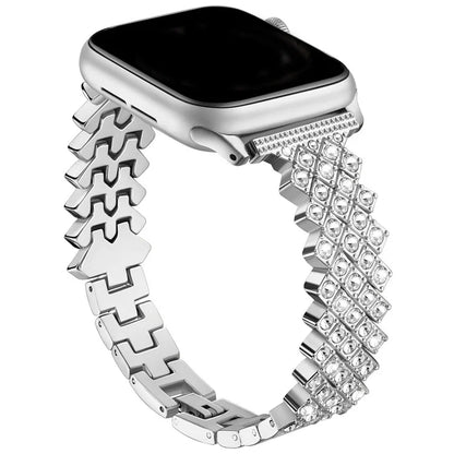 For Apple Watch 10 46mm / Ultra 2 / Ultra 49mm / 9 8 7 45mm / SE (2023) SE (2022) SE 6 5 4 44mm / 3 2 1 42mm Rhinestones Decor Zinc Alloy Wrist Strap