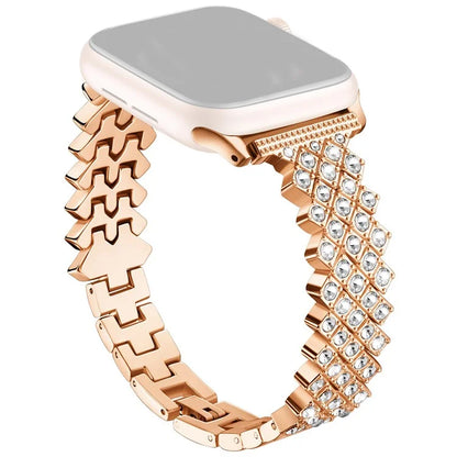 For Apple Watch 10 46mm / Ultra 2 / Ultra 49mm / 9 8 7 45mm / SE (2023) SE (2022) SE 6 5 4 44mm / 3 2 1 42mm Rhinestones Decor Zinc Alloy Wrist Strap