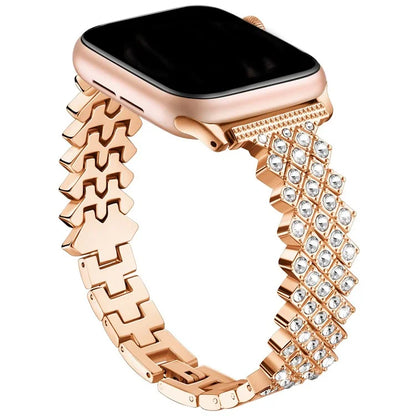 For Apple Watch 10 46mm / Ultra 2 / Ultra 49mm / 9 8 7 45mm / SE (2023) SE (2022) SE 6 5 4 44mm / 3 2 1 42mm Rhinestones Decor Zinc Alloy Wrist Strap