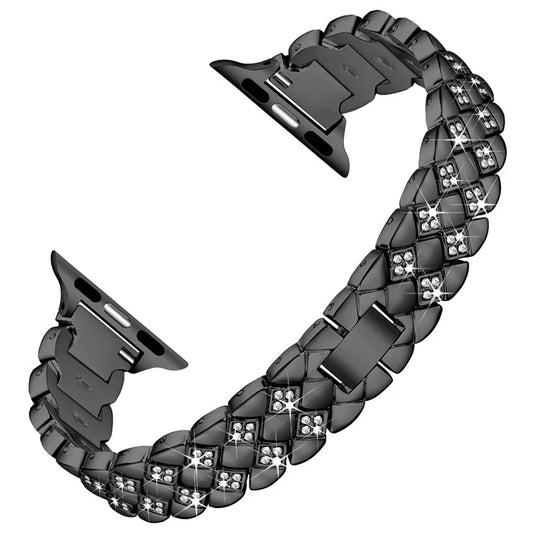 For Apple Watch 10 46mm / Ultra 2 / Ultra 49mm / 9 8 7 45mm / SE (2023) SE (2022) SE 6 5 4 44mm / 3 2 1 42mm Rhombus Design Zinc Alloy Watch Strap