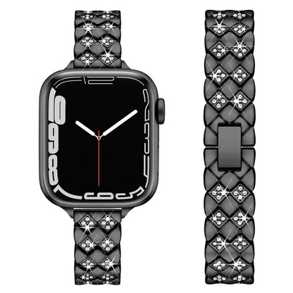 For Apple Watch 10 46mm / Ultra 2 / Ultra 49mm / 9 8 7 45mm / SE (2023) SE (2022) SE 6 5 4 44mm / 3 2 1 42mm Rhombus Design Zinc Alloy Watch Strap