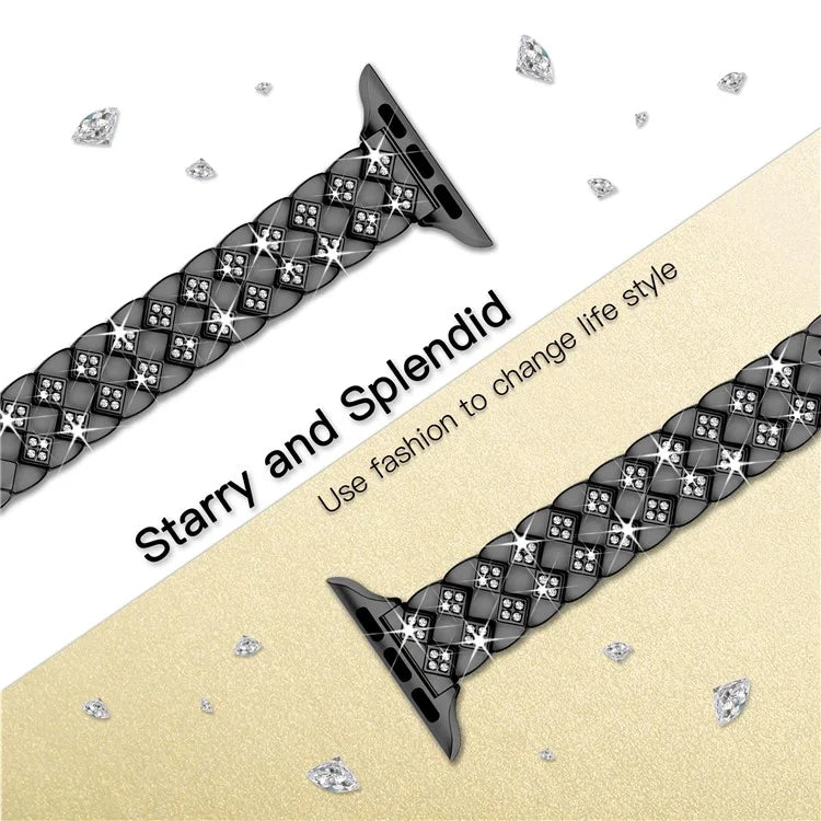 For Apple Watch 10 46mm / Ultra 2 / Ultra 49mm / 9 8 7 45mm / SE (2023) SE (2022) SE 6 5 4 44mm / 3 2 1 42mm Rhombus Design Zinc Alloy Watch Strap