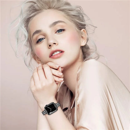For Apple Watch 10 46mm / Ultra 2 / Ultra 49mm / 9 8 7 45mm / SE (2023) SE (2022) SE 6 5 4 44mm / 3 2 1 42mm Rhombus Design Zinc Alloy Watch Strap
