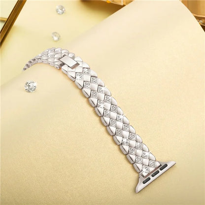 For Apple Watch 10 46mm / Ultra 2 / Ultra 49mm / 9 8 7 45mm / SE (2023) SE (2022) SE 6 5 4 44mm / 3 2 1 42mm Rhombus Design Zinc Alloy Watch Strap