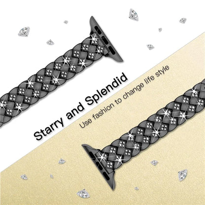 For Apple Watch Series 10 42mm / 9 8 7 41mm / SE (2023) SE (2022) SE 6 5 4 40mm / 3 2 1 38mm Replacement Strap Rhinestone Decor Zinc Alloy Watch Band