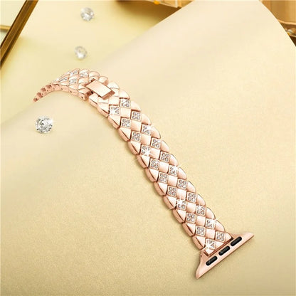 For Apple Watch Series 10 42mm / 9 8 7 41mm / SE (2023) SE (2022) SE 6 5 4 40mm / 3 2 1 38mm Replacement Strap Rhinestone Decor Zinc Alloy Watch Band