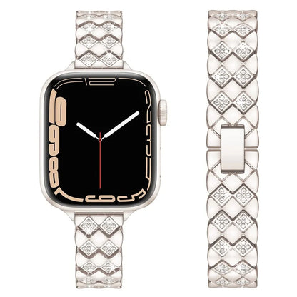 For Apple Watch Series 10 42mm / 9 8 7 41mm / SE (2023) SE (2022) SE 6 5 4 40mm / 3 2 1 38mm Replacement Strap Rhinestone Decor Zinc Alloy Watch Band