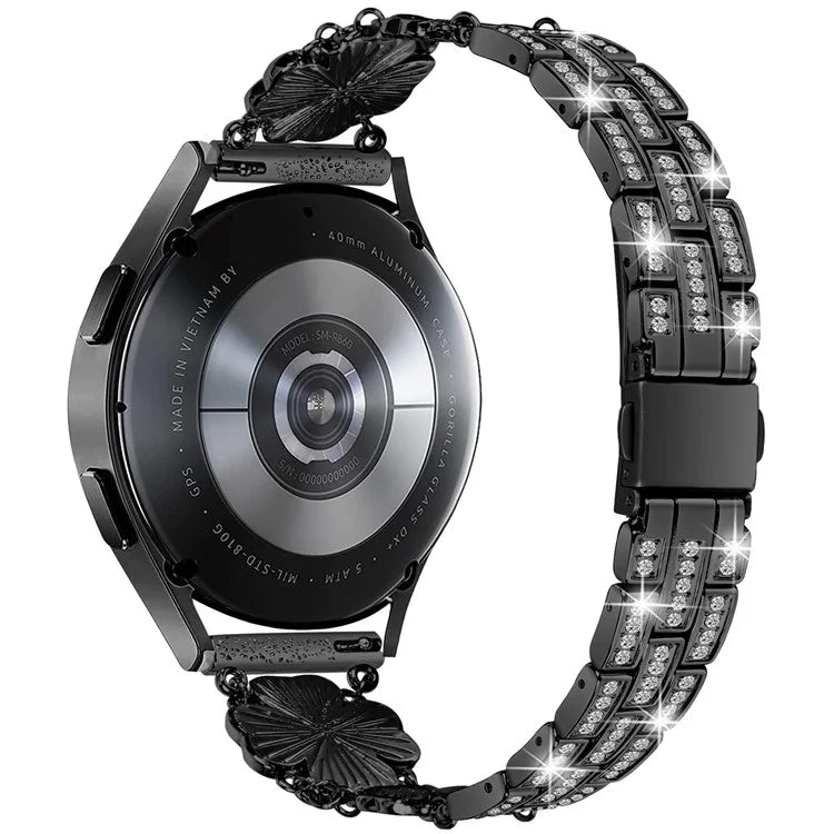 For Samsung Galaxy Watch FE 40mm Jewelry Strap Shiny Four-Leaf Clover Metal Watch Band