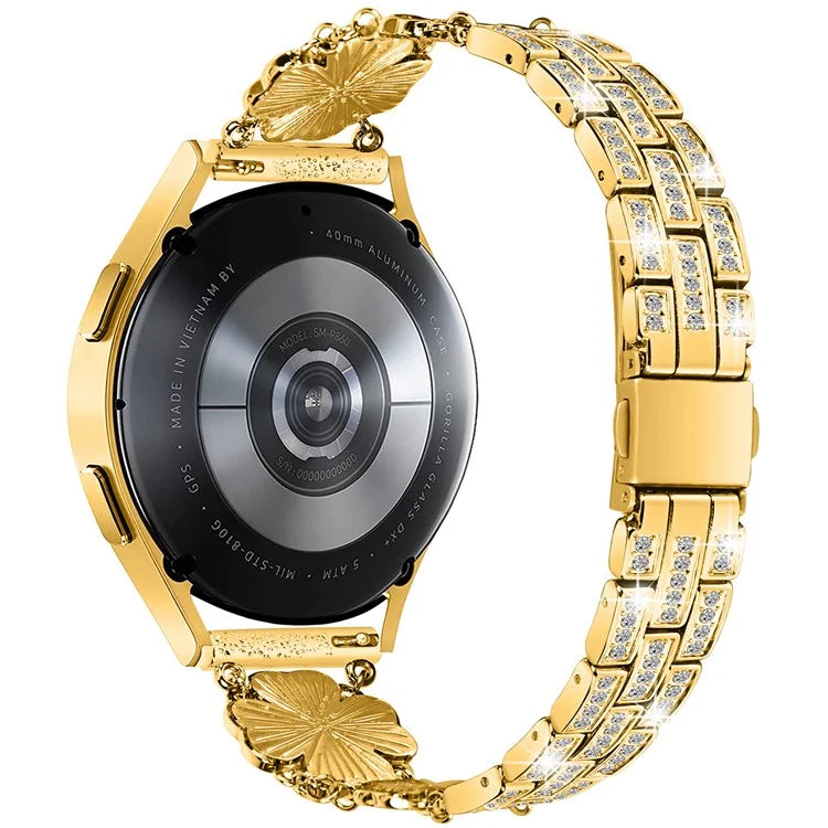 For Samsung Galaxy Watch FE 40mm Jewelry Strap Shiny Four-Leaf Clover Metal Watch Band
