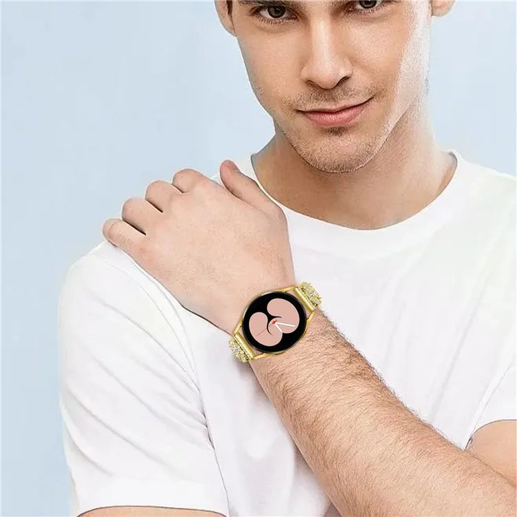 For Samsung Galaxy Watch FE 40mm Jewelry Strap Shiny Four-Leaf Clover Metal Watch Band