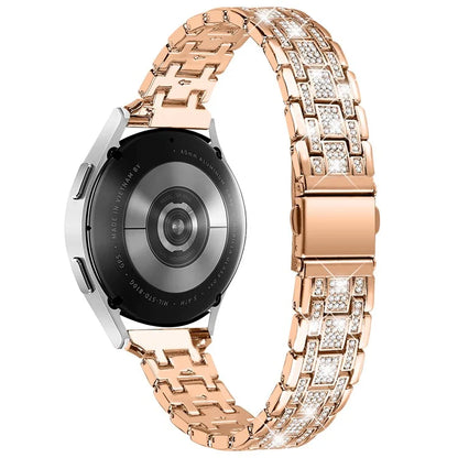 For Samsung Galaxy Watch FE 40mm 5-Bead Strap Sparking Rhinestones Metal Watch Band
