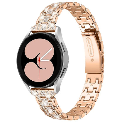 For Samsung Galaxy Watch FE 40mm 5-Bead Strap Sparking Rhinestones Metal Watch Band