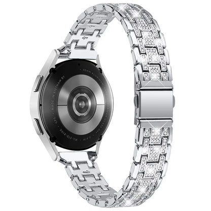 For Samsung Galaxy Watch FE 40mm 5-Bead Strap Sparking Rhinestones Metal Watch Band