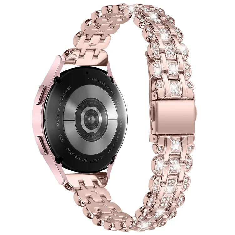 For Samsung Galaxy Watch FE 40mm Rhinestone Decor Watch Band Metal Wrist Strap Bracelet
